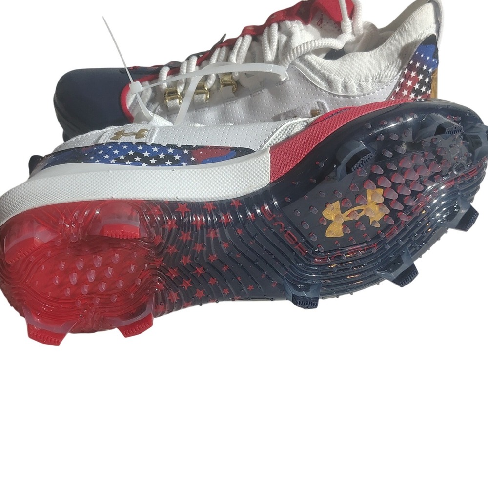 Under Armour Harper 7 Elite TPU Baseball Cleats Freedom USA Red White Blue 9.5 - Picture 10 of 11